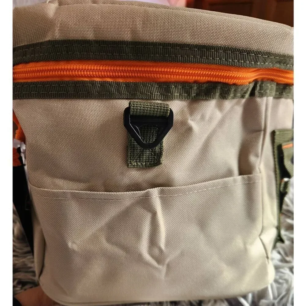 NWT Taln tan Flip top cooler bag with shoulder strap. Measures approx 12 wide, 9
